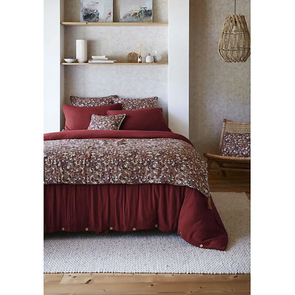 L'Effet Papillon Bout de lit "Capucine" 90 x 200 cm "Gaze de Coton" - Capucine Camel - 90 x 200 cm* Boutis, Couvre-Lit, Édredon