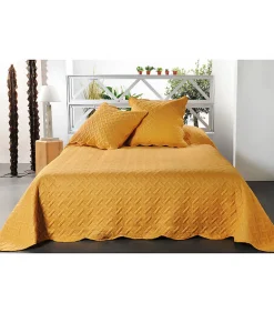 Linder Boutis contemporain moutarde - 230x250cm - Moutarde* Boutis, Couvre-Lit, Édredon