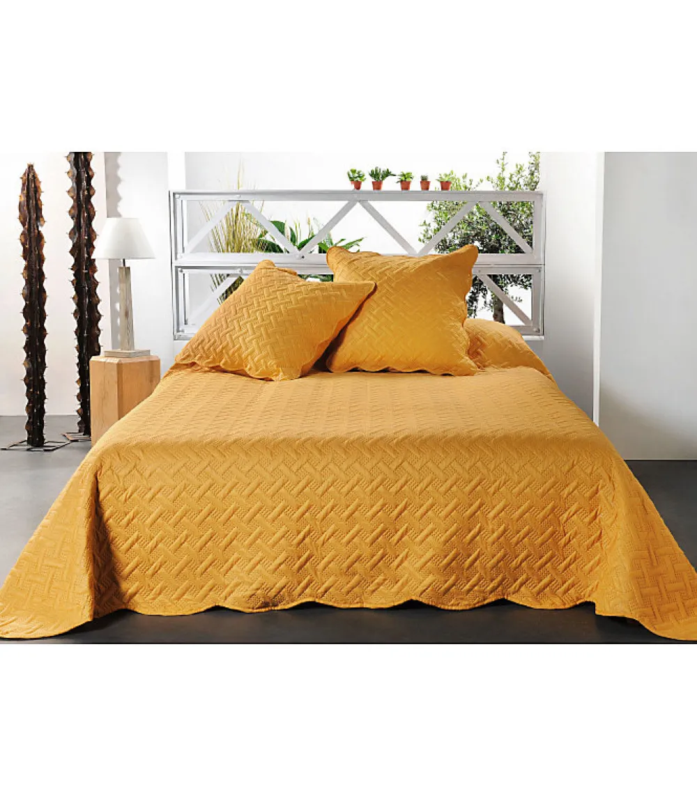 Linder Boutis contemporain moutarde - 230x250cm - Moutarde* Boutis, Couvre-Lit, Édredon