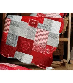 Douceur D'Intérieur Boutis montagne rouge et gris - 220x240cm - Rouge* Boutis, Couvre-Lit, Édredon
