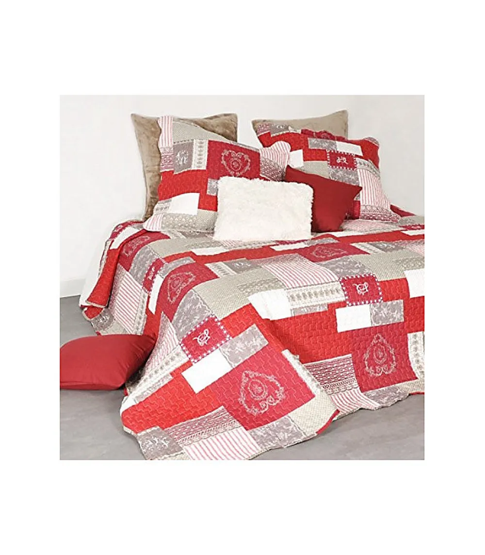Douceur D'Intérieur Boutis montagne rouge et gris - 220x240cm - Rouge* Boutis, Couvre-Lit, Édredon
