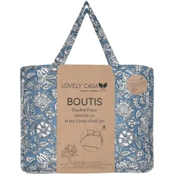 Boutis 240x220 avec 2 taies et sac Julianne bleu>Lovely Casa New