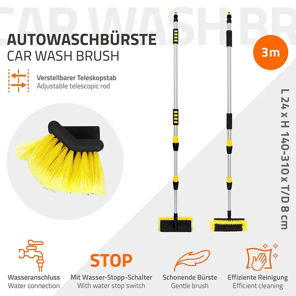Brosse de Lavage Auto avec Manche Télescopique, Réglable de 130 à 300 cm>ECD Germany Hot