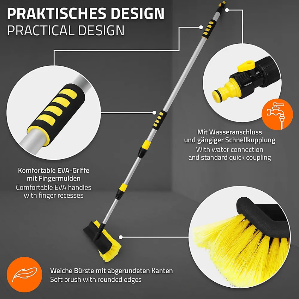 Brosse de Lavage Auto avec Manche Télescopique, Réglable de 130 à 300 cm>ECD Germany Hot