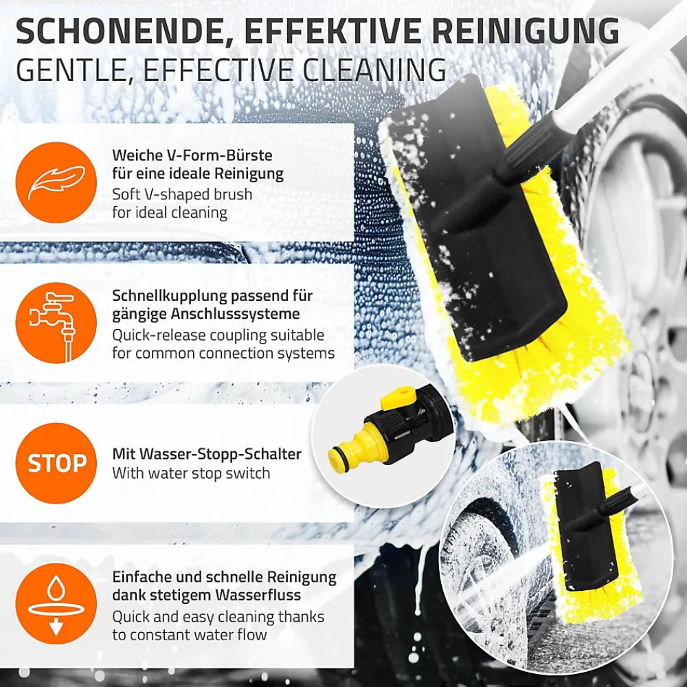 Brosse de Lavage Auto avec Manche Télescopique, Réglable de 130 à 300 cm>ECD Germany Hot