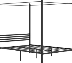Giantex Cadre de Lit à Baldaquin Lit avec Sommier Métal Espace de Rangement Lit Double Sommier à Lattes Robuste Barre Silencieuse* Lit À Baldaquin