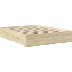 Cadre de lit avec tiroirs sans matelas chêne sonoma 160x200 cm><noscript><img width=