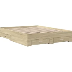 Cadre de lit avec tiroirs sans matelas chêne sonoma 160x200 cm><noscript><img width=