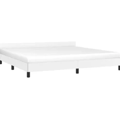 Cadre de lit avec tête de lit sans matelas blanc 200x200 cm><noscript><img width=