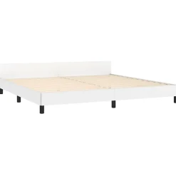 Cadre de lit avec tête de lit sans matelas blanc 200x200 cm><noscript><img width=