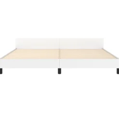 Cadre de lit avec tête de lit sans matelas blanc 200x200 cm><noscript><img width=