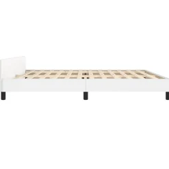Cadre de lit avec tête de lit sans matelas blanc 200x200 cm><noscript><img width=