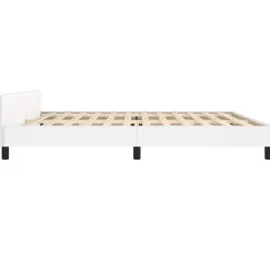 Cadre de lit avec tête de lit sans matelas blanc 200x200 cm><noscript><img width=