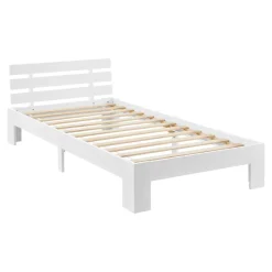Cadre de Lit Design 90 x 200 cm Blanc en.casa>[En.Casa] Outlet