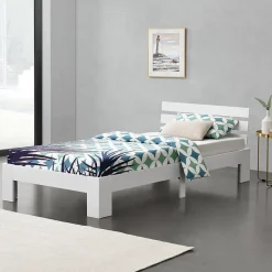 Cadre de Lit Design 90 x 200 cm Blanc en.casa><noscript><img width=