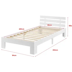 Cadre de Lit Design 90 x 200 cm Blanc en.casa><noscript><img width=