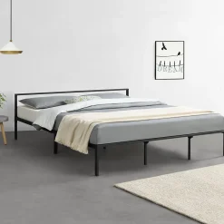 [En.Casa] Cadre de Lit double en Métal Imatra 180 x 200 cm Noir Mat en.casa* Lit Double