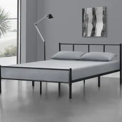 [En.Casa] Cadre de Lit Double en Métal Laos 160 x 200 cm Noir Mat en.casa* Lit Double