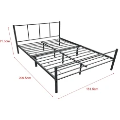 [En.Casa] Cadre de Lit Double en Métal Laos 160 x 200 cm Noir Mat en.casa* Lit Double