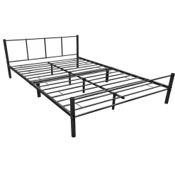 [En.Casa] Cadre de Lit Double en Métal Laos 160 x 200 cm Noir Mat en.casa* Lit Double