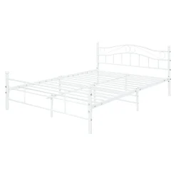 Cadre de lit double Florenz Acier Revêtu par Poudre 160 x 200 Blanc en.casa>[En.Casa] Online