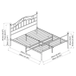 Cadre de lit double Florenz Acier Revêtu par Poudre 160 x 200 Blanc en.casa><noscript><img width=