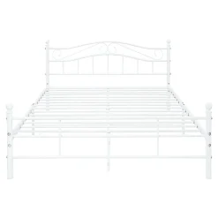 Cadre de lit double Florenz Acier Revêtu par Poudre 160 x 200 Blanc en.casa><noscript><img width=