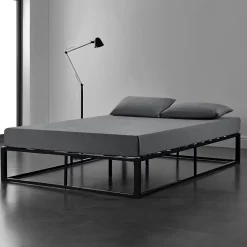 [En.Casa] Cadre de lit double Kreta en Métal 180 x 200 cm Noir en.casa* Lit Double