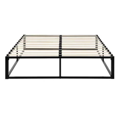 [En.Casa] Cadre de lit double Kreta en Métal 180 x 200 cm Noir en.casa* Lit Double