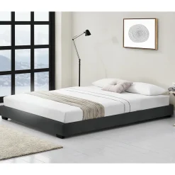 Cadre de Lit Double Masari Rembourré avec Similicuir Noir 200 x 180 cm>Corium