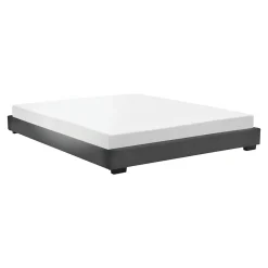Cadre de Lit Double Masari Rembourré avec Similicuir Noir 200 x 180 cm><noscript><img width=
