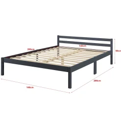 [En.Casa] Cadre de Lit Double Nakkila Pin 140 x 200 cm Gris Foncé en.casa* Lit Double