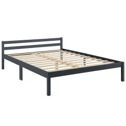 [En.Casa] Cadre de Lit Double Nakkila Pin 140 x 200 cm Gris Foncé en.casa* Lit Double