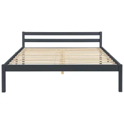 [En.Casa] Cadre de Lit Double Nakkila Pin 140 x 200 cm Gris Foncé en.casa* Lit Double