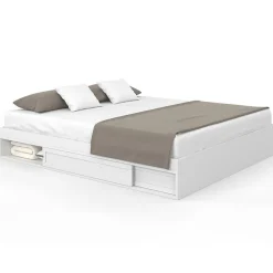 Cadre de lit double SALEM avec rangements et sommier 180 x 200 cm blanc>IDMarket Best