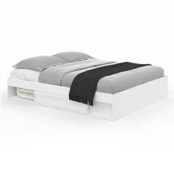 Cadre de lit double SALEM avec rangements et sommier 140 x 190 cm blanc>IDMarket Clearance