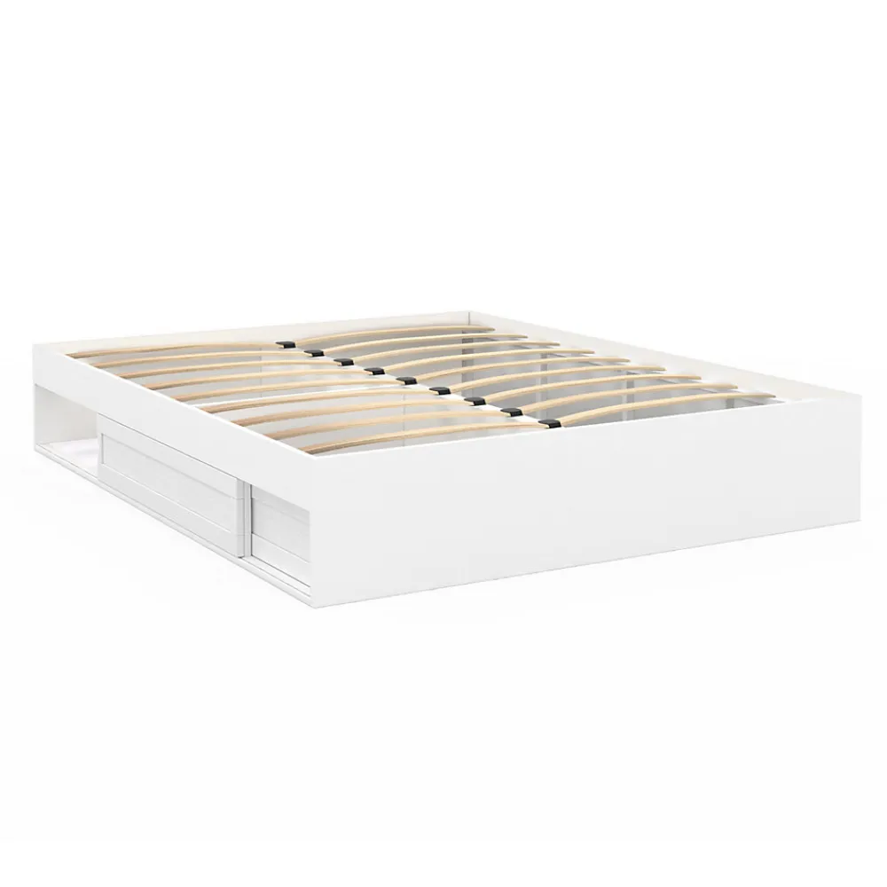 Cadre de lit double SALEM avec rangements et sommier 140 x 190 cm blanc>IDMarket Clearance
