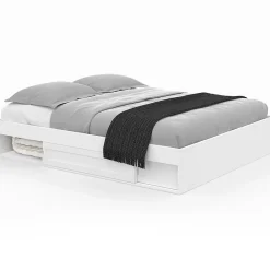 IDMarket Cadre de lit double SALEM avec rangements et sommier 160 x 200 cm blanc* Lit Avec Rangement