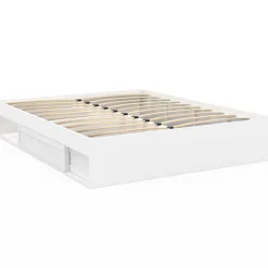 IDMarket Cadre de lit double SALEM avec rangements et sommier 160 x 200 cm blanc* Lit Avec Rangement