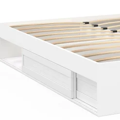 IDMarket Cadre de lit double SALEM avec rangements et sommier 160 x 200 cm blanc* Lit Avec Rangement