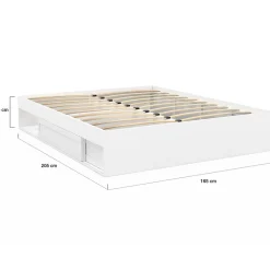 IDMarket Cadre de lit double SALEM avec rangements et sommier 160 x 200 cm blanc* Lit Avec Rangement