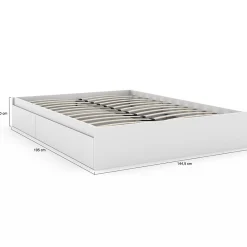 IDMarket Cadre de lit double TOMI 4 tiroirs avec sommier 140 x 190 cm blanc* Lit Avec Rangement