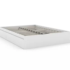 IDMarket Cadre de lit double TOMI 4 tiroirs avec sommier 140 x 190 cm blanc* Lit Avec Rangement