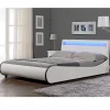 Cadre de lit double Valencia à LED 140x200cm cuir synthétique avec sommier à lattes blanc>Corium Sale