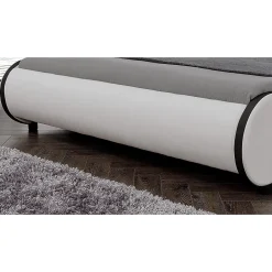 Cadre de lit double Valencia à LED 180x200cm cuir synthétique avec sommier à lattes blanc><noscript><img width=