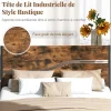 Giantex Cadre de Lit Double 140x200CM,avec Tête, Lattes en Métal,Espace de Rangement,Pas de Sommier Nécessaire,Brun Rustique,Charge 360KG* Sommier