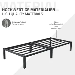 Ml-Design Cadre de lit en acier anthracite 90x200 cm avec sommier à lattes matelas H16 cm* Sommier