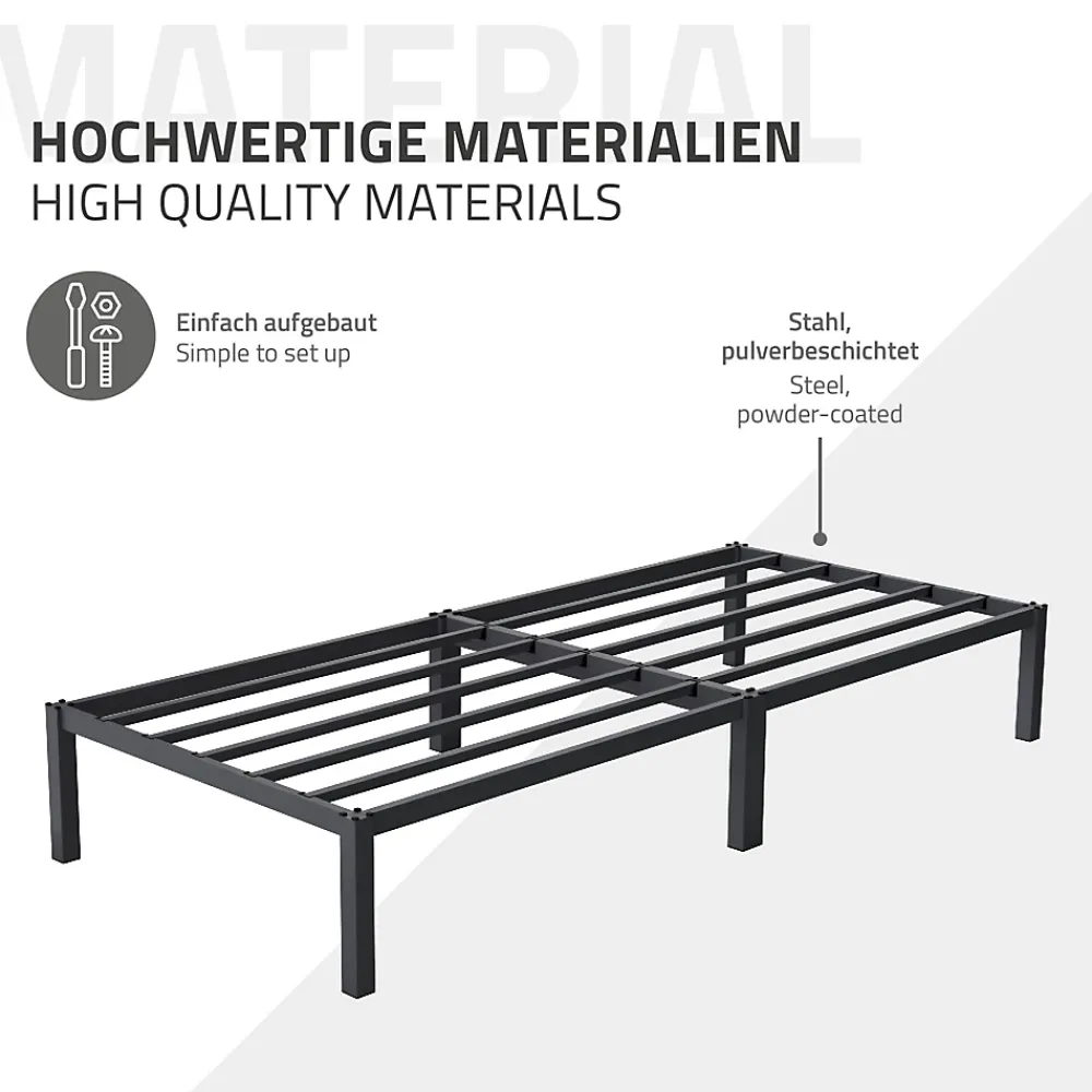 Ml-Design Cadre de lit en acier anthracite 90x200 cm avec sommier à lattes matelas H16 cm* Sommier