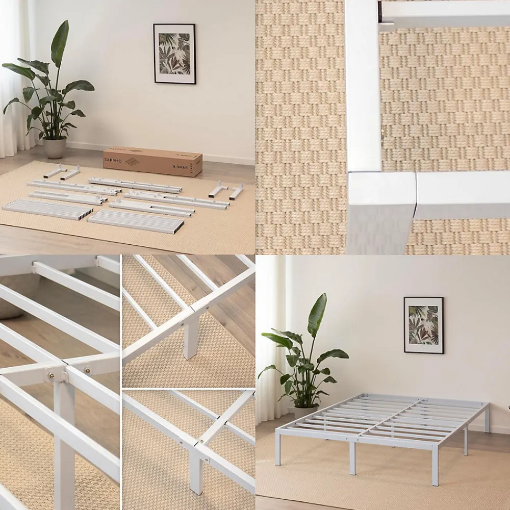 Cadre De Lit En Acier Avec Espace De Rangement - Montage Facile - 200x200 Cm Blanc>Monmobilierdesign Clearance