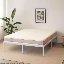 Cadre De Lit En Acier Avec Espace De Rangement - Montage Facile - 200x200 Cm Blanc><noscript><img data-lazyloaded=